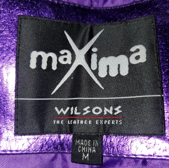 90's GLAM, WILSON'S LEATHER "MAXIMA" PURPLE SHIMMER JACKET. - Picture 5 of 5